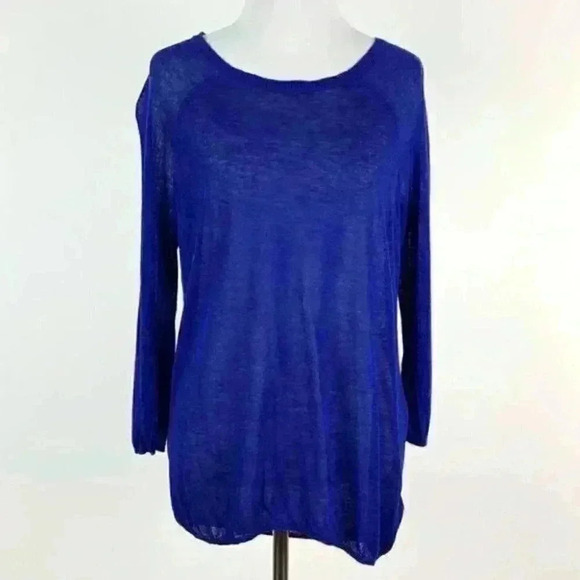 Cynthia Rowley sweater sz M 55% linen blue knit - Picture 1 of 9